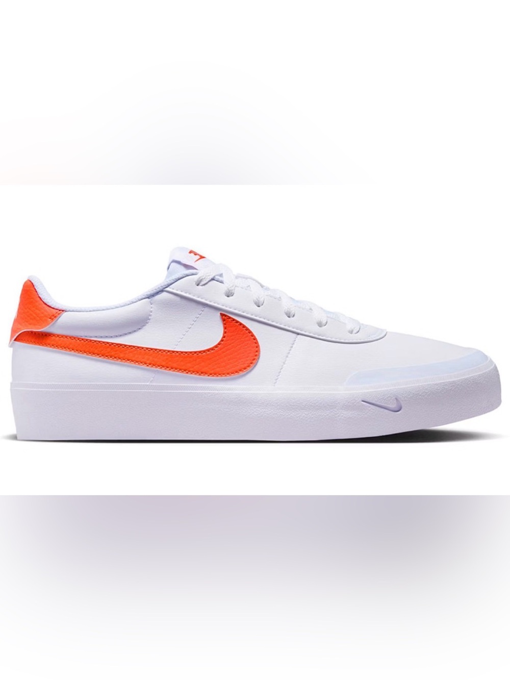 Nike White Low-Top Sneaker with Orange Swoosh